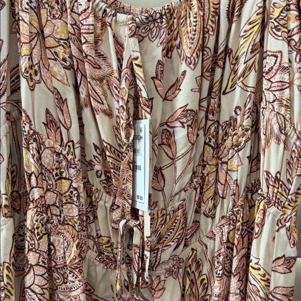 Floral Long Sleeve Dress in Pink and Cream By Fourteenth Place - Picture 2 of 4